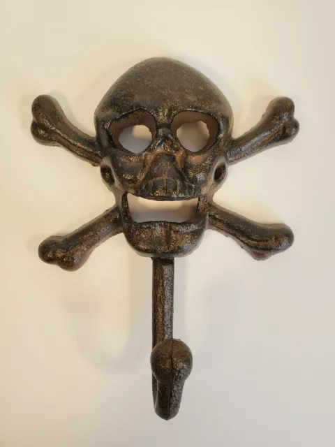 Skull Crossbones Wall Hook Cast Iron Pirate Vintage Style Coat Wall Hanger