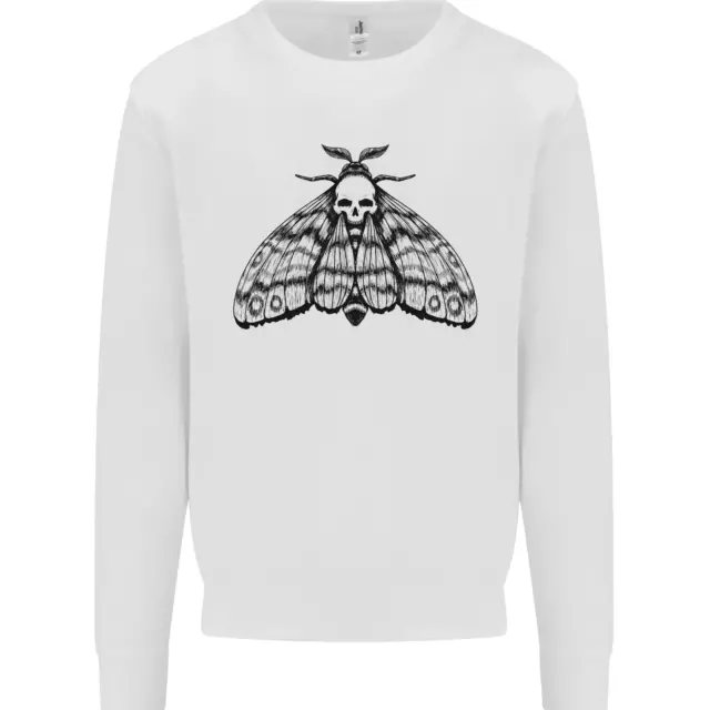 A Gothic Moth Skull Kids Sweatshirt Jumper