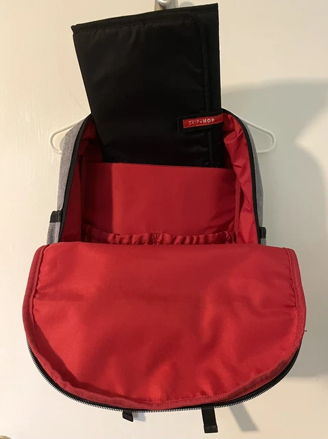 Skip Hop Diaper Bag Travel Backpack Gray With Red Lining 4