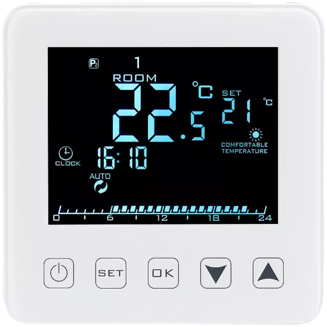 revolt Wand-Thermostat für Fußbodenheizung,LCD,Touch-Tasten Versandrückläufer