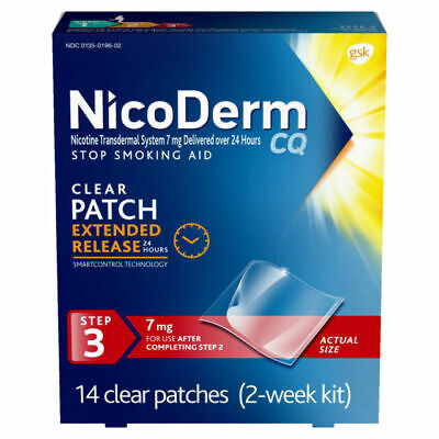NUEVO parche de nicotina transparente NicoDerm CQ Step3 7 mg - 14 unidades CADUCIDAD: 01/2024