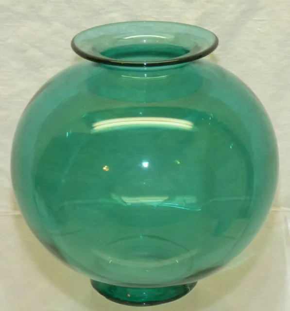 Signed Art Glass 5 3/8" Blue Green Teal Vase USA 1991 Robinson Scott Vtg Studio