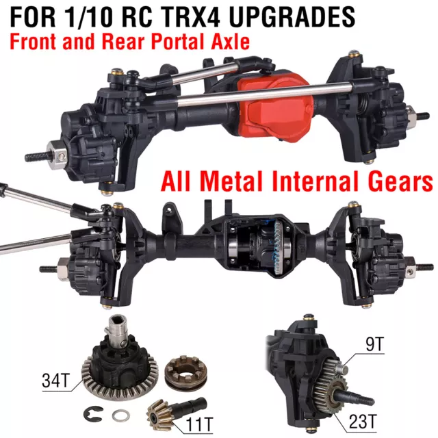 Metal Front Rear Portal Axles for TRX4 SCX10 II GEN8 1/10 RC Rock Crawler Car