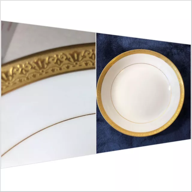 Vtg Limoges Elite Works Wide Gold Rim Coupe Soup Bowl 7 1/2” Porcelain France