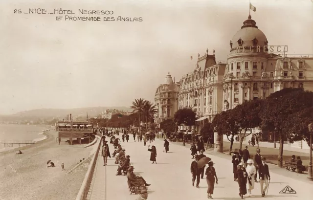 NICE FRANCE~HOTEL NEGRESCO ET PROMENADE DES ANGLAIS~1910s PHOTO POSTCARD