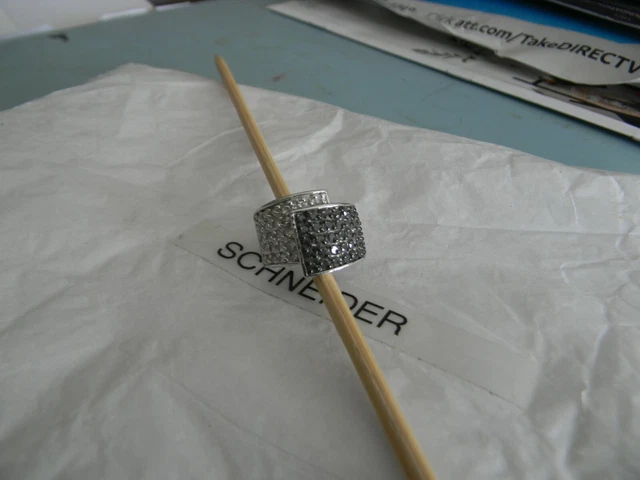 Premier Designs OPERA rhodium b&w cubic zirconia ring sz 7 RV $57 FREE ship nwt