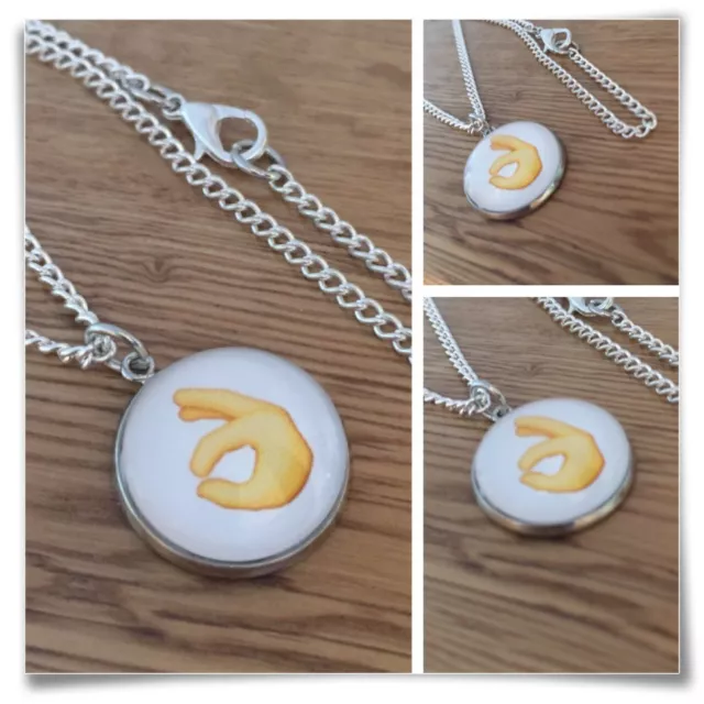 Emoji Ok Fingers Hand Sign Charm pendant necklace txt geek