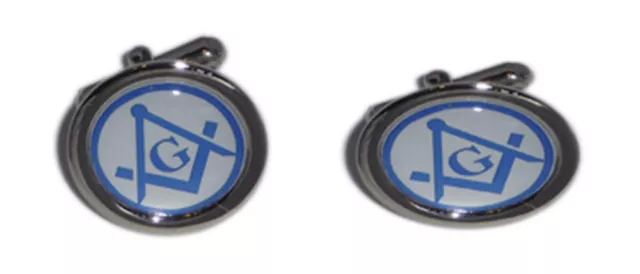 Masonic Blue & White Compass Cufflinks