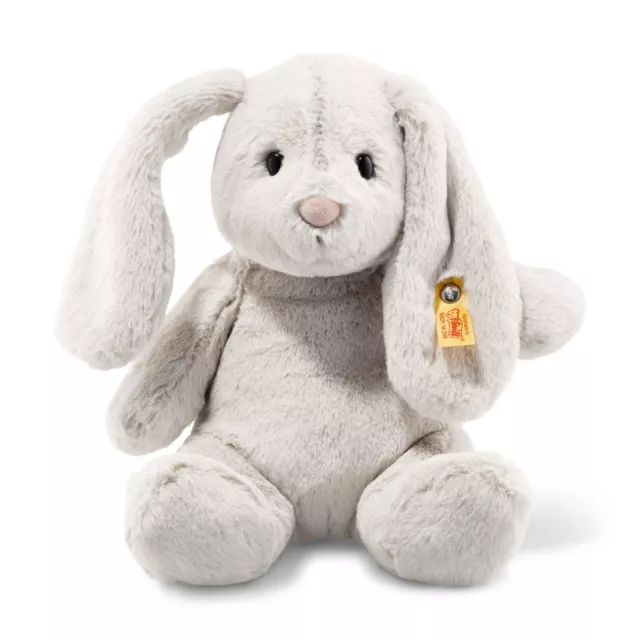 Steiff Hoppie Hase mit Schlappohren 28 cm hellgrau, Plüschtier, Soft Cuddly F...