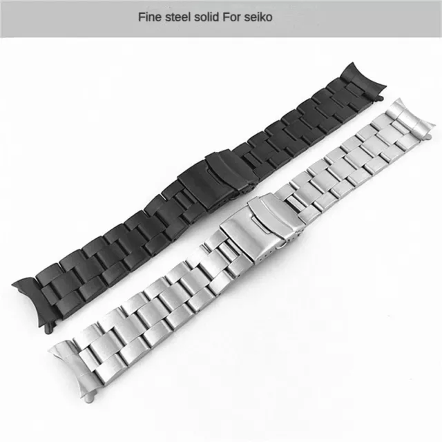 Brushed Solid Stainless Steel Watch Straps Mens Metai Band Arc 19-24mm for Seiko