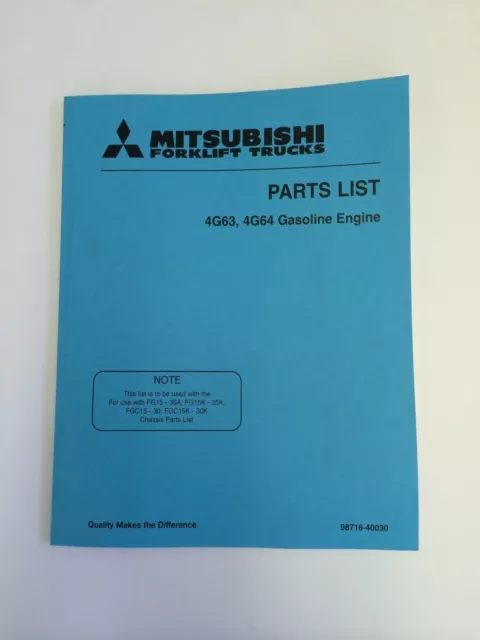 Mitsubshi Forklift Parts Manual 4G63, 4G64 Gasoline Engine