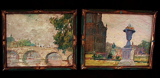 2 CALEB ARNOLD SLADE PAINTINGS IMPRESSIONISM *ORIGINAL OILS* FRANCE c ...
