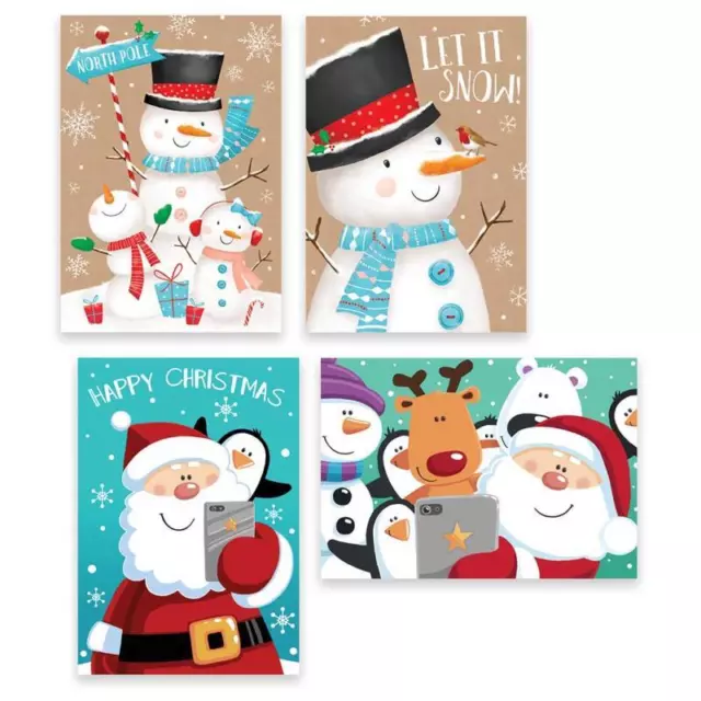 Christmas Cards - 10 Pack Luxury Envelopes Assorted Cute Traditional School