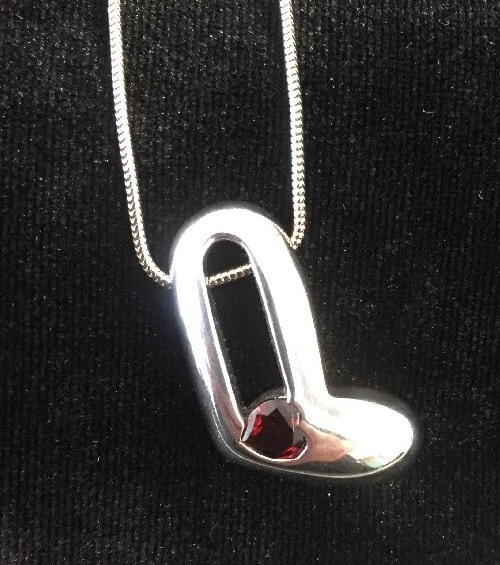 Rare Movado Floating Heart Necklace Sterling Silver 18K Gold With Box & Pouch Rare Movado Floating Heart Necklace Sterling Silver 18K Gold With Box & Pouch