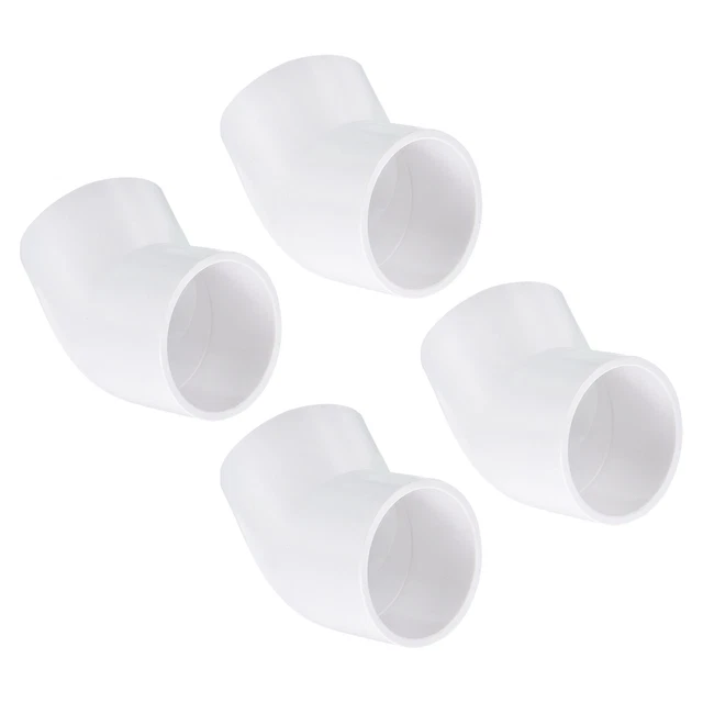 4Pcs 45 Degree Elbow Pipe Fittings 1-1/2 Inch UPVC Fitting Connectors White