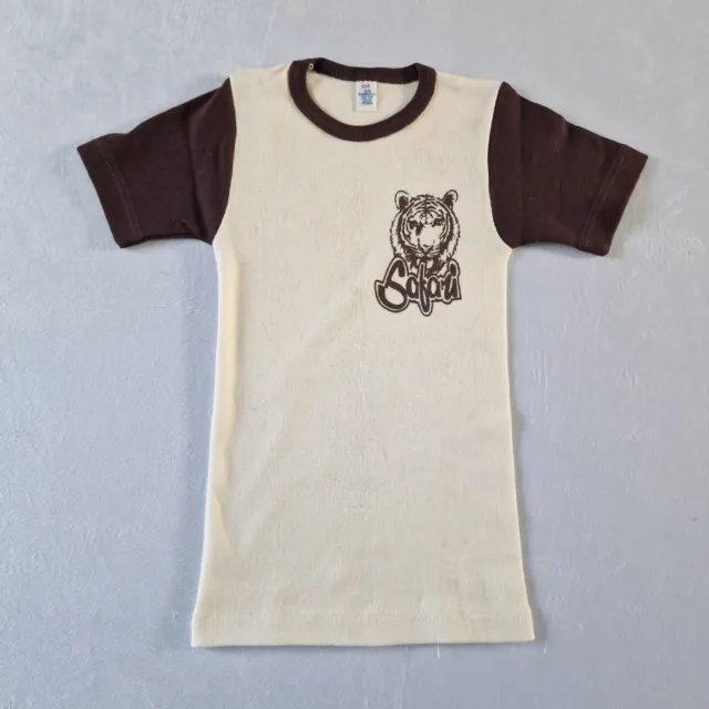 Vintage 1970s Skinny Kids T-Shirt | 2-3 Years | Beige Cotton Deadstock KA75