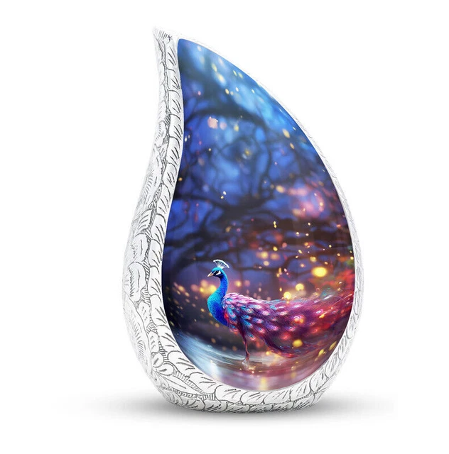 Peacock In A Colorfull Ambience Funeral Urns For Ashes Pack Of 1 (3 Inch)