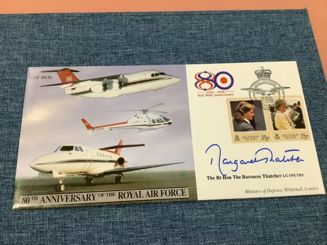 SIR DENIS & MARGARET THATCHER Signed RAF 80 (5 & 8) 2X 80th Anniversary Covers