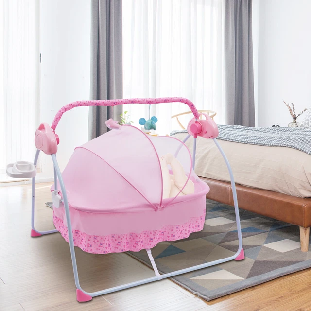 Baby Swing Bouncer Electric Crib Cradle Infant Rocker Seat Chair Bassinet Pink