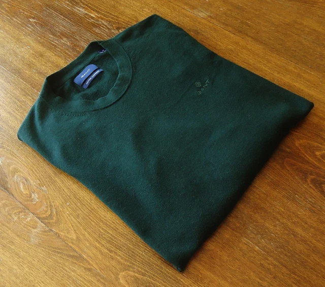 Pull homme col rond en cachemire/coton GANT taille M vert