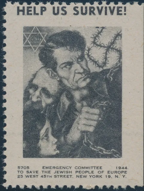 Stamp Label USA 1944 WWII Anti War Arthur Szyk Save the Jews Emergency MNH