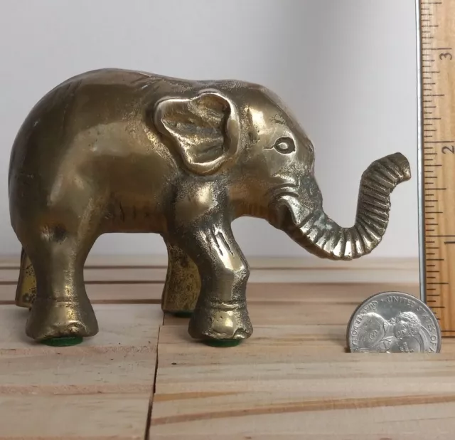 Vintage Metal Elephant Figurine Small Trunk Up Baby No Tusks Brass ?