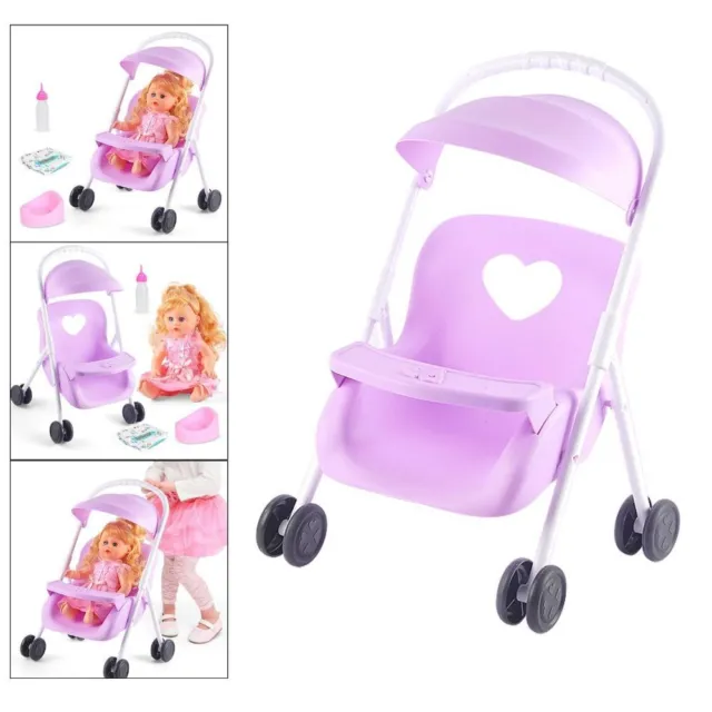 Toddlers Pretend Play Toy Simulation Baby Stroller Gift Tiny Pushchair  Doll