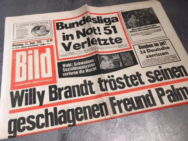 BILDzeitung  21.9.1976 September 21.09.1976 Geschenk Geburtstag 43. 44. 45. 46.