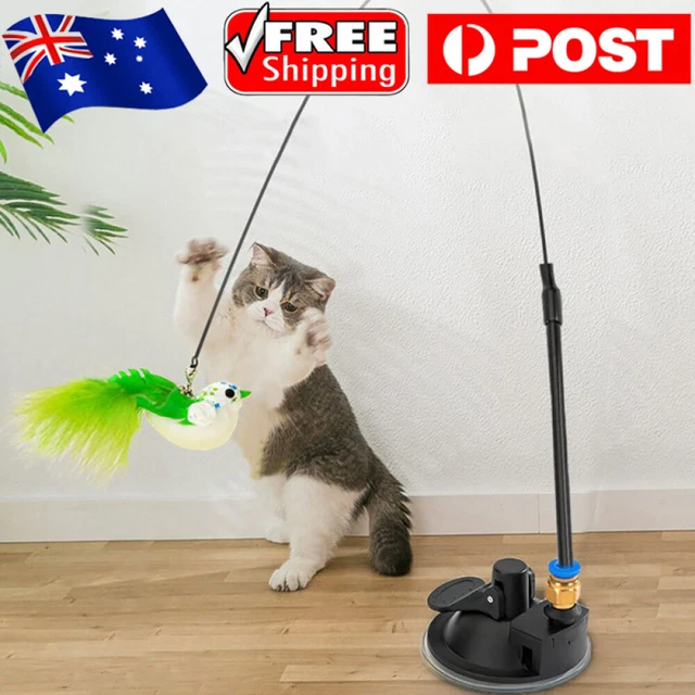 Cat Play Toy Simulation Birds Teaser Wand Interactive Stick Toy with Suction Cup