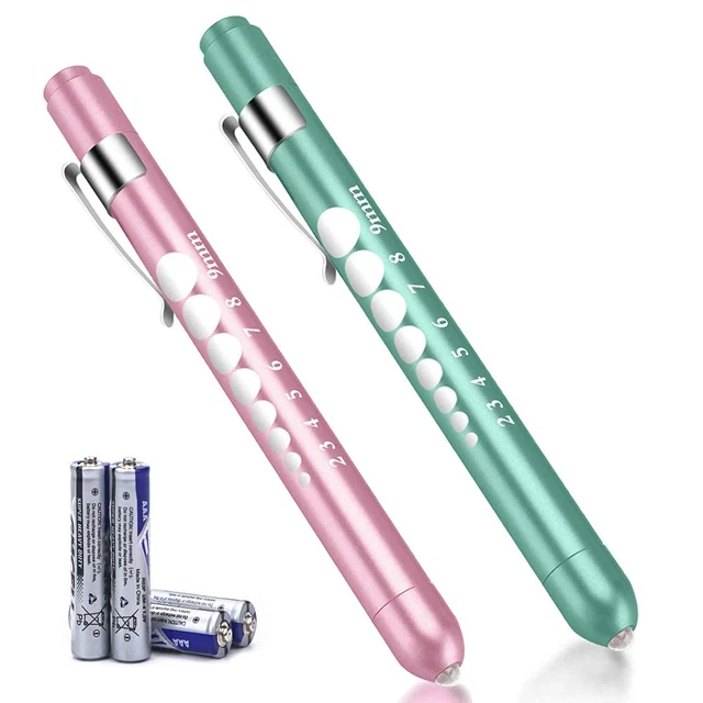 FITA Medical Pen Lights for Nurses Doctors, 2 Pack Reusable Penlight LED Tactica