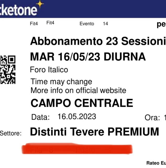 biglietti internazionali tennis Roma
