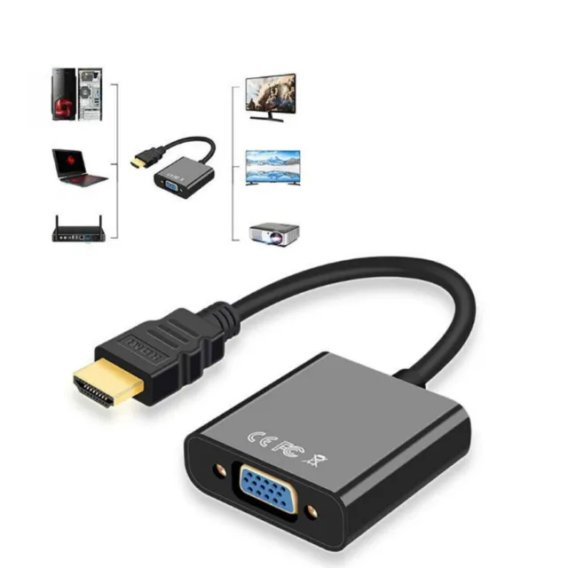 HDMI Male to VGA Female Video Adapter Cable 1080P Converter Chipset Built-in