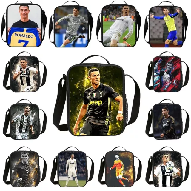 Kids Ronaldo Football Insulated Lunch Box Bag Outing School Food Picnic Bag Gift