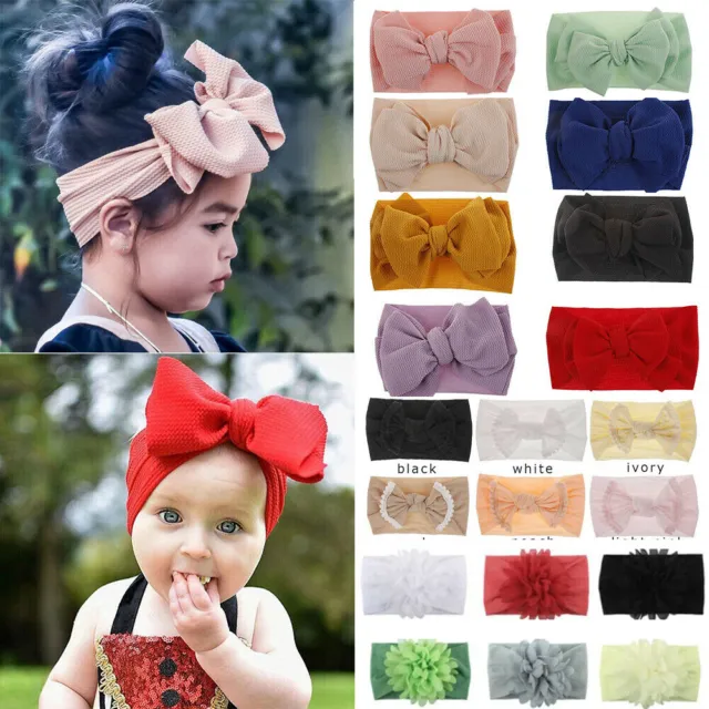 Handmade Baby Girls Large Bow Headband Infant Toddler Knot Hair Band Head Wraps