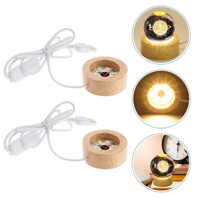 Usb Led Ball WOODEN LED LIGHT Base for Crystal Balls Display Stand USB Powered Khaki ...