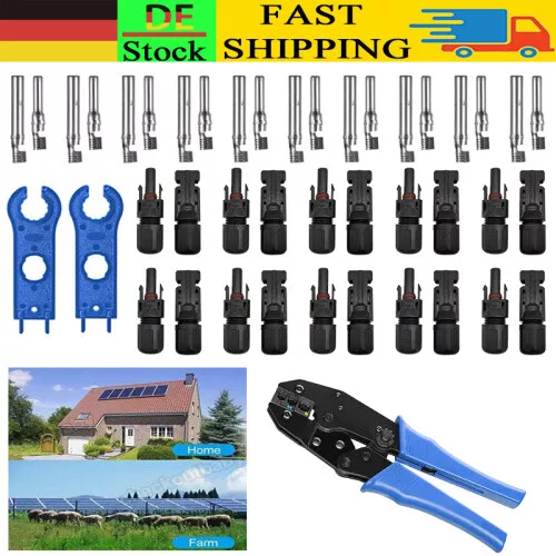 Solarstecker Crimpzange Stecker Buchse Kupplung mit Kabelverbindung MC4 2,5~6mm²