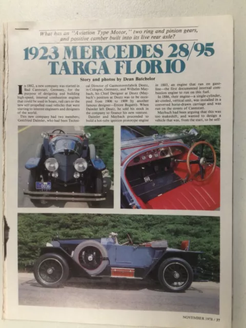 MBArt26 Article 1923 Mercedes 28/95 Targa Florio Nov 1978 6 page