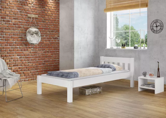 Cama individual blanca pino blanco 90x200 cama futón cama juvenil rejilla cuna 2