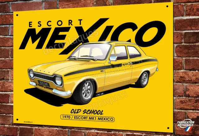 Plaque métal déco 40x30cm Ford Escort Mexico vintage racing