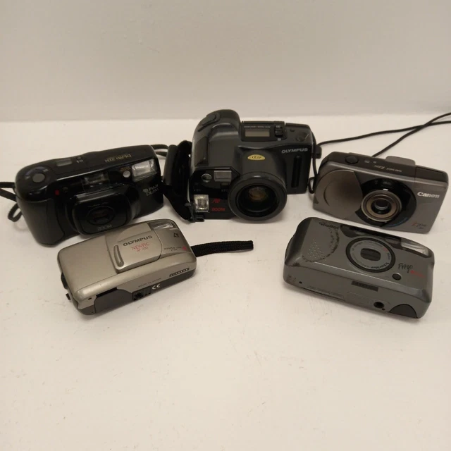 Job Lot 35mm Film Compact Cameras x5 Canon Olympus WK33