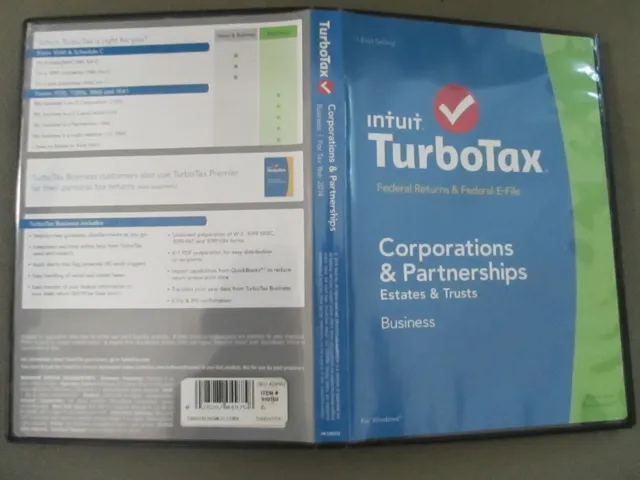 TurboTax 2014 BUSINESS CORPORATION PARTNERSHIP ESTATE Federal CD Genuine Intuit