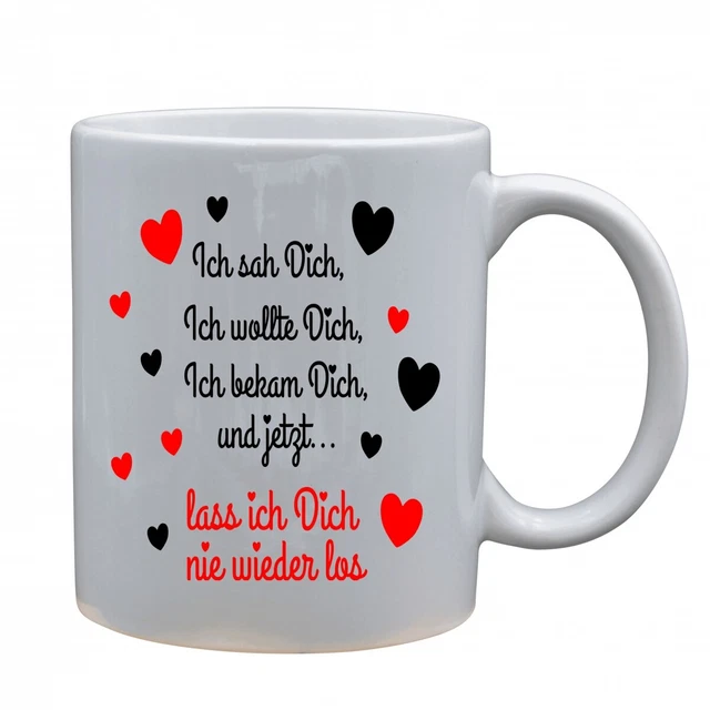 Lustige Tassen - Ich sah Dich, Ich wollte Dich - Liebe Kaffee Geschenk Tee Herz
