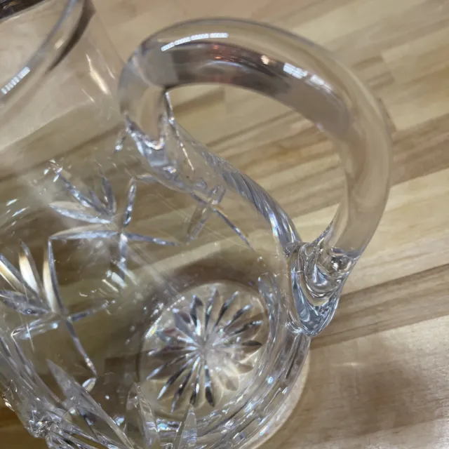 American Brilliant Period Cut Clear Glass Small Pitcher Squat Jug 7” X Fern ABP 11