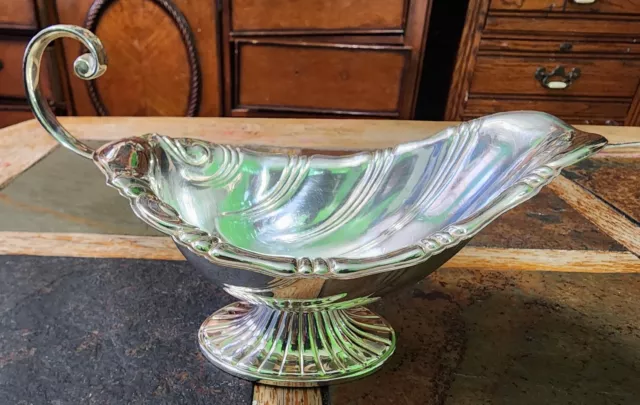 1847 Rogers Vtg Neptune Pattern Silverplated Gravy Boat 9313 🤎