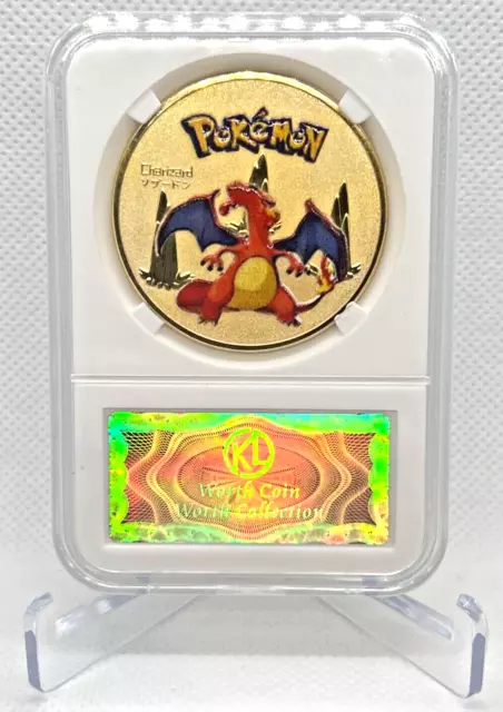 Pokemon Charizard Gold Collectible Coin W/ Case, Great Gift/Display Piece