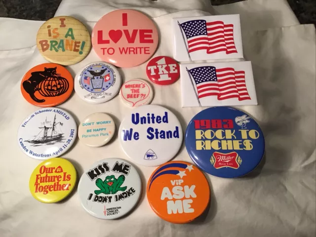 Lot 15 Vintage 1970s Button Pinback Halloween Miller Beer TKE Fraternity Wendy’s 2