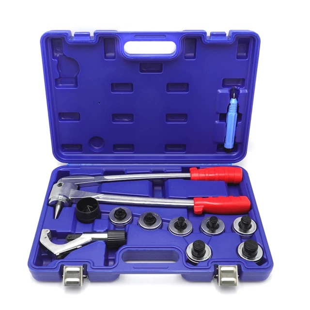 Impianto Idraulico Tubo a Ventaglio Attrezzo 7 Leva HVAC Rame Teste Swaging Kit