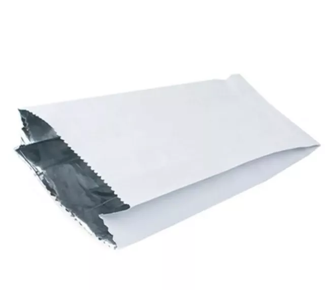 500 X ( 7" X 9" X 8" ) - PLAIN FOIL LINED SATCHEL BAG PAPER Food Safe Take Away