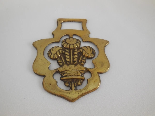 Vintage Horse Brass Medallion - Feathers