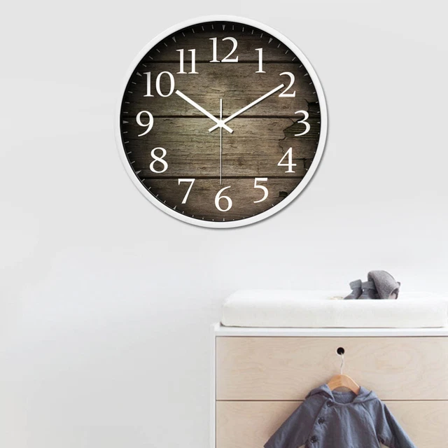 Ménage pendaison murale motif créatif en bois grande horloge murale muette 12